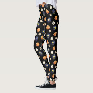 Legging Abóbora Talhada Cristais Laranja Rosas Halloween
