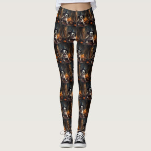 Legging Abóboras Assustadoras de Halloween do Bulldog Fran
