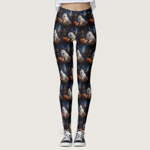 Legging Abóboras Assustadoras de Halloween Samoyed