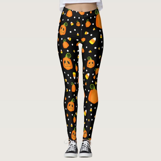 Legging Abóboras Caprichosas e Diversão de Halloween com M (Frente)