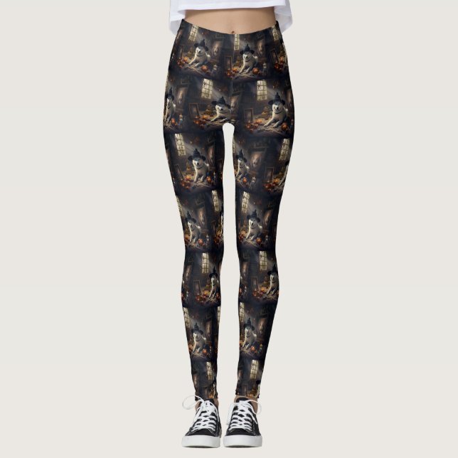Legging Abóboras de Akita no Halloween Assustadoras (Frente)