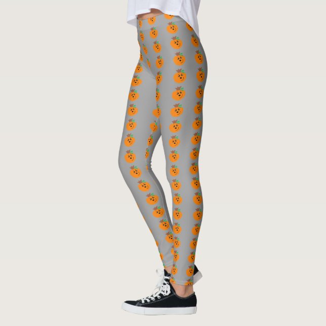 Legging Abóboras de Halloween Cinza e Laranja (Esquerda)