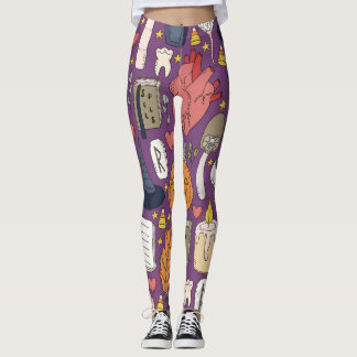 Legging Abóboras de Halloween, padrão sem soldadura.