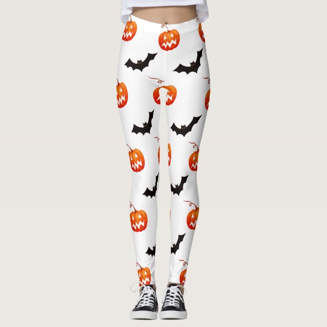 Legging Abóboras e Morcegos de Halloween, Doce ou Travessu (Frente)