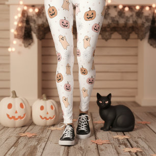 Legging Abóboras Fantasmas do Halloween Pastel Padrão ID13