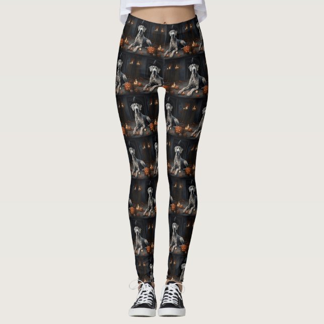 Legging Abóboras Great Dane Halloween Assustador Flip (Frente)