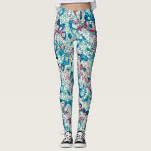Legging Abstração Gráfica Vermelha Azul