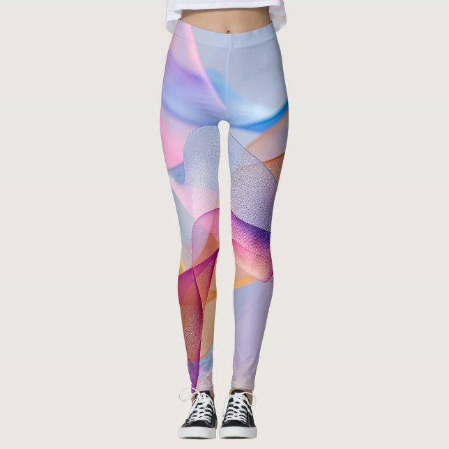 Legging Abstract Colorful Flowing Ribbons (Frente)