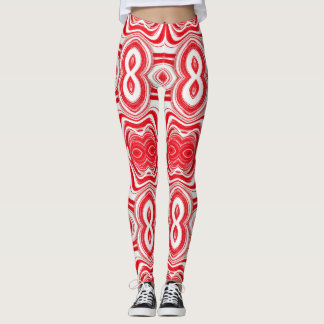 Legging Abstract Cyber Pattern | Hypnotic Red/White 