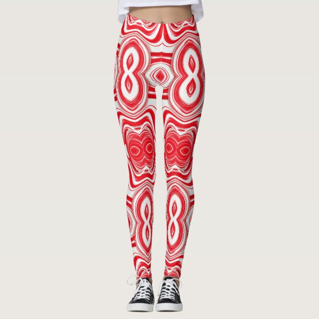 Legging Abstract Cyber Pattern | Hypnotic Red/White  (Frente)