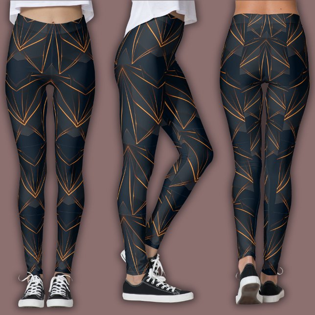 Legging Abstract Cyber Pattern | Neon Copper Glow (Criador carregado)