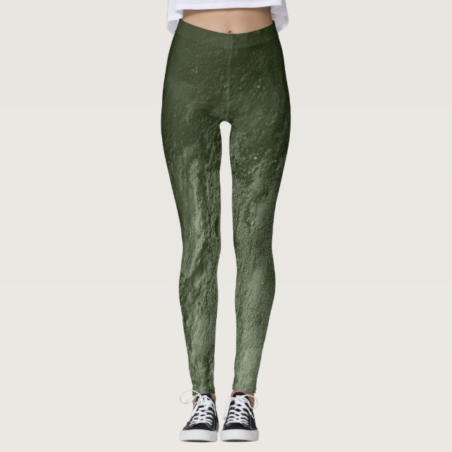 Legging Abstract Dark Green Grunge Wall Texture (Frente)