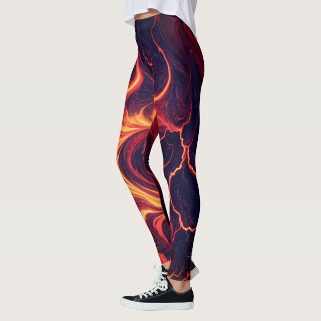Legging Abstract Fire Marble – Seamless Fiery Fluid Patter (Esquerda)
