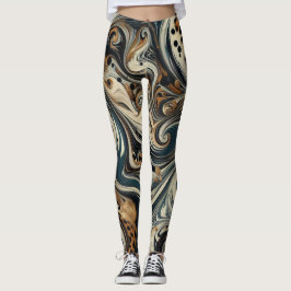 Legging Abstract Leopard Print Swirl