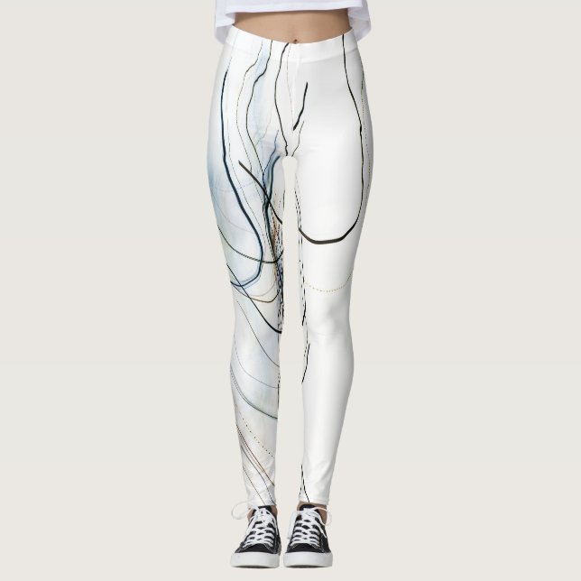 Legging Abstract Minimalist Calligraphy Light Trails on Wh (Frente)