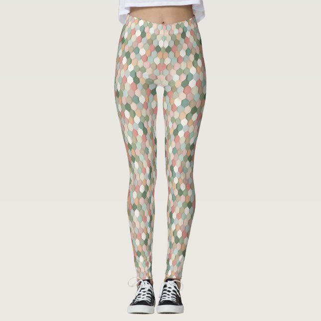 Legging Abstract Mosaic Pattern | Pastel Honeycomb (Frente)