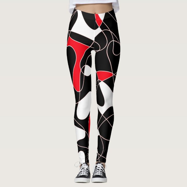 Legging Abstract pattern - red, black and white. (Frente)