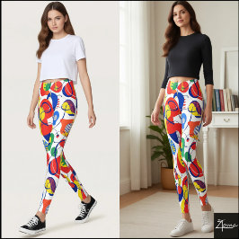 Legging Abstract Pop Art Primary Color Pattern