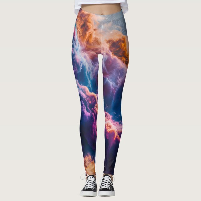 Legging Abstract Space Nebula Art - Colorful Cosmic (Frente)