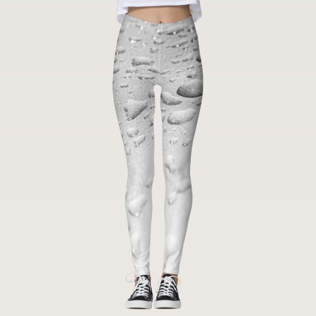 Legging Abstract Water Droplets on Metallic Surface Textur (Frente)