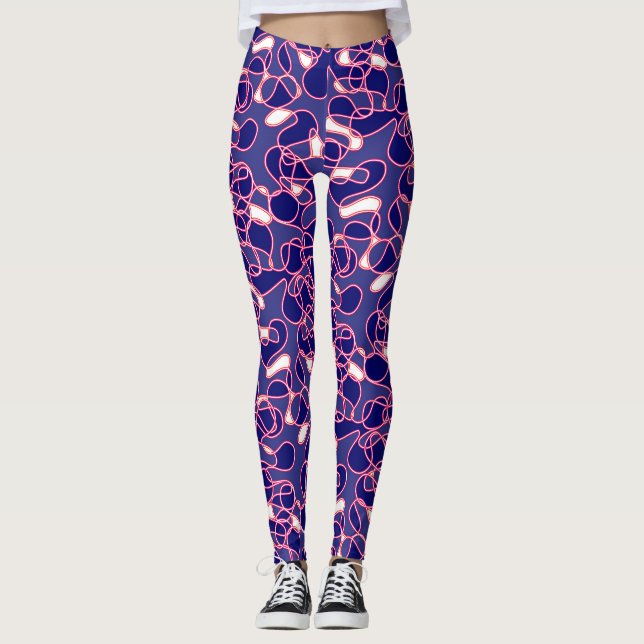 Legging Abstrato 290523 Marinho profundo, vermelho e branc (Frente)