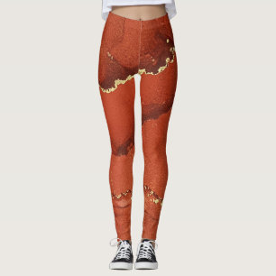 Legging Abstrato Alcool Tinta Brilhante Vermelho e Dourado