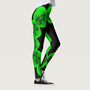 Legging Abstrato Alienígena verde brilhante circular