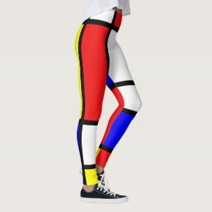 Legging Abstrato amarelo azul vermelho do branco do