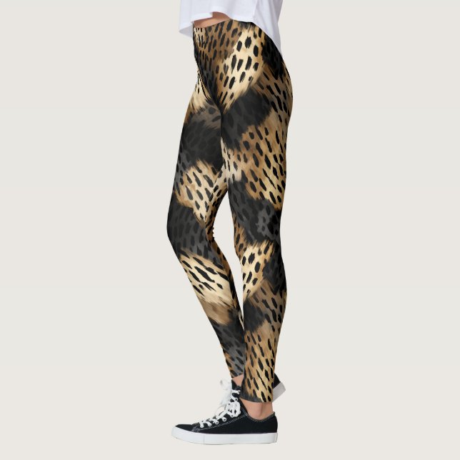Legging Abstrato-animal-leopardo-negro (Esquerda)