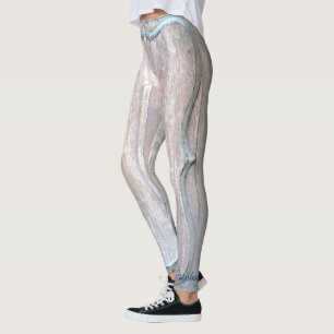 Legging Abstrato Antiga Porta Da Madeira Azul/Nome Persona