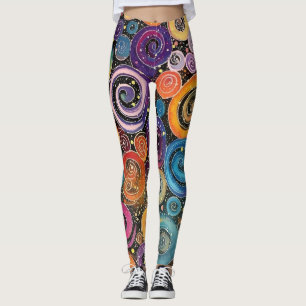 Legging Abstrato Arco-Íris Design Cósmico