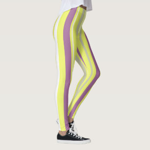 Legging Abstrato Art Cinzas Roxas Amarelas Strips