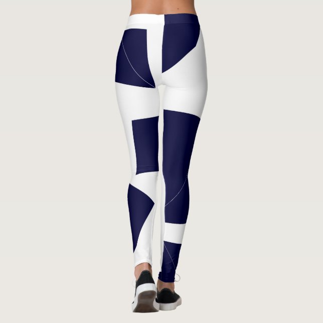 Legging Abstrato Art Escuro Azul Escuro Branco (Verso)