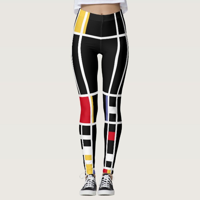Legging Abstrato Art Mondrian "Trafalgar Square" negativo (Frente)