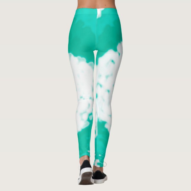 Legging Abstrato Art Pastel Turquoise Verde Branco (Verso)