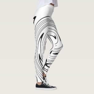 Legging Abstrato Art Preto Linhas Brancas Gêmeo Minimalism