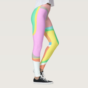 Legging Abstrato Art Yellow White Cinza Turquise Pastel