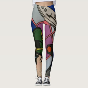 Legging Abstrato Atômico, pintura do Capitão do Foguete em