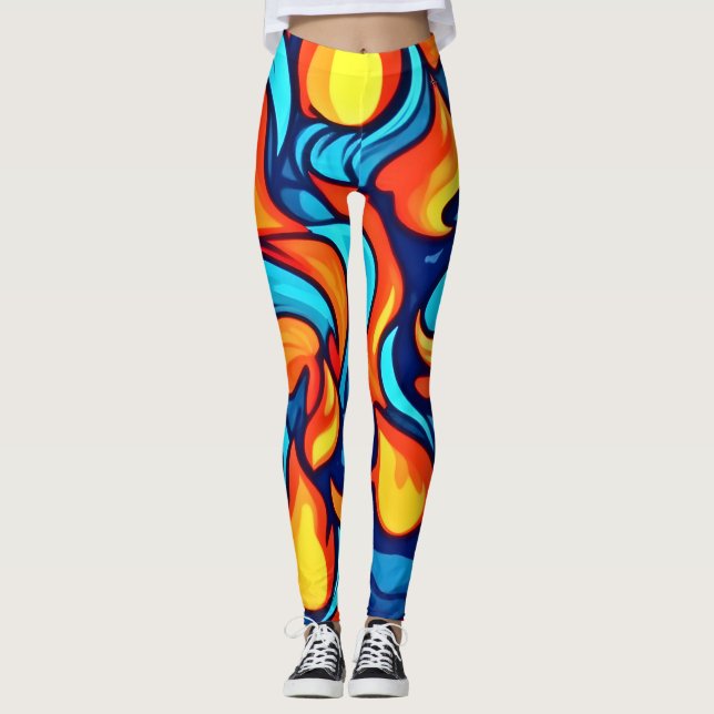 Legging Abstrato azul brilhante (Frente)