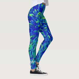 Legging Abstrato azul e verde com nome personalizado