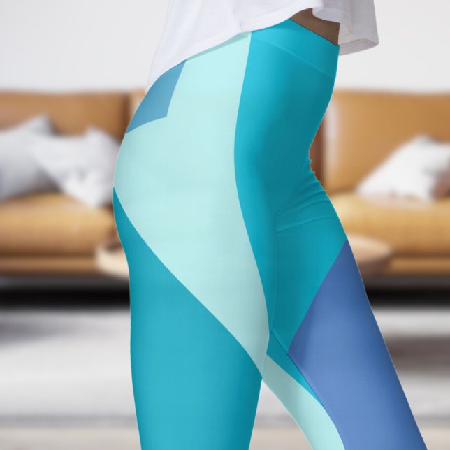 Legging Abstrato Azul Escuro (Bold Blue Fade Abstract Leggings)