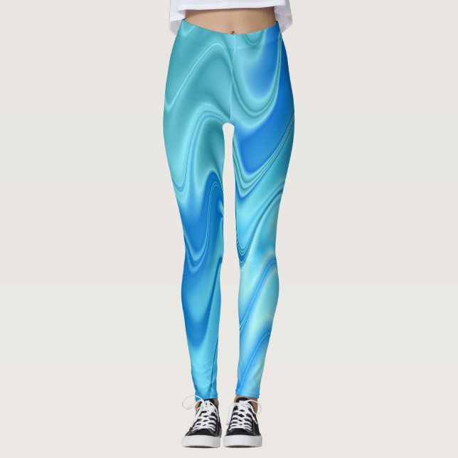 Legging Abstrato Azul ondulado (Frente)