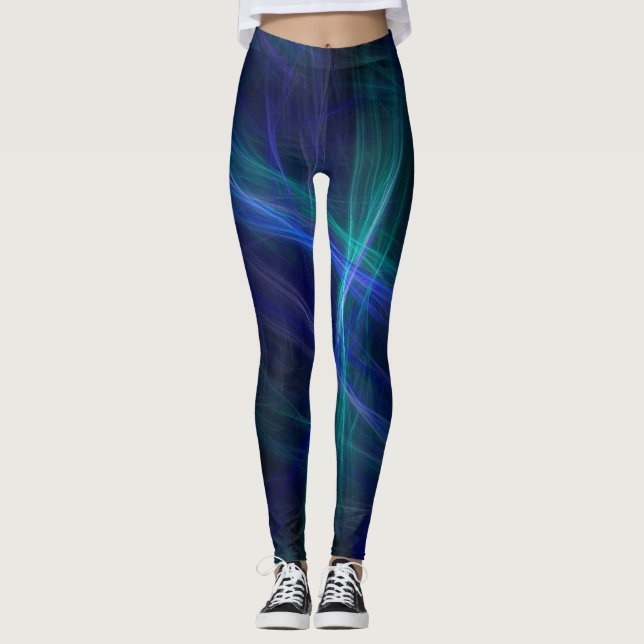 Legging Abstrato Azul, verde, cinta frontal (Frente)