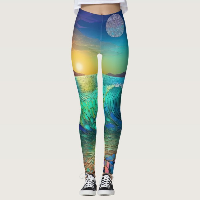 Legging Abstrato Azure Seascape (Frente)