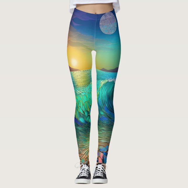 Legging Abstrato Azure Seascape (Frente)