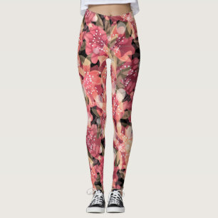 Legging Abstrato belas flores cor-de-rosa design