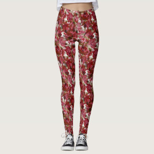 Legging Abstrato belas flores vermelhas,, design floral