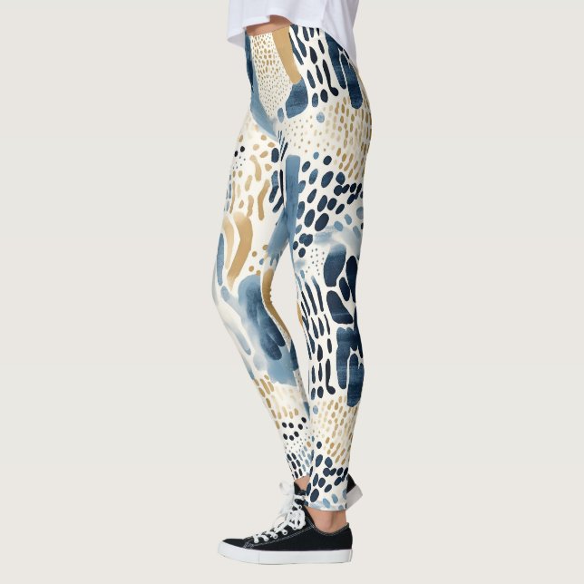 Legging Abstrato Branco Azul (Esquerda)