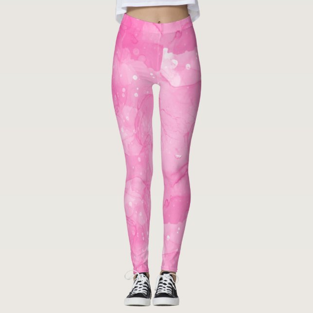 Legging Abstrato Branco Rosa, Padrão Abstrato, Moderno (Frente)