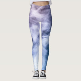 Legging Abstrato branco-roxo azul nuvens celestiais fumam
